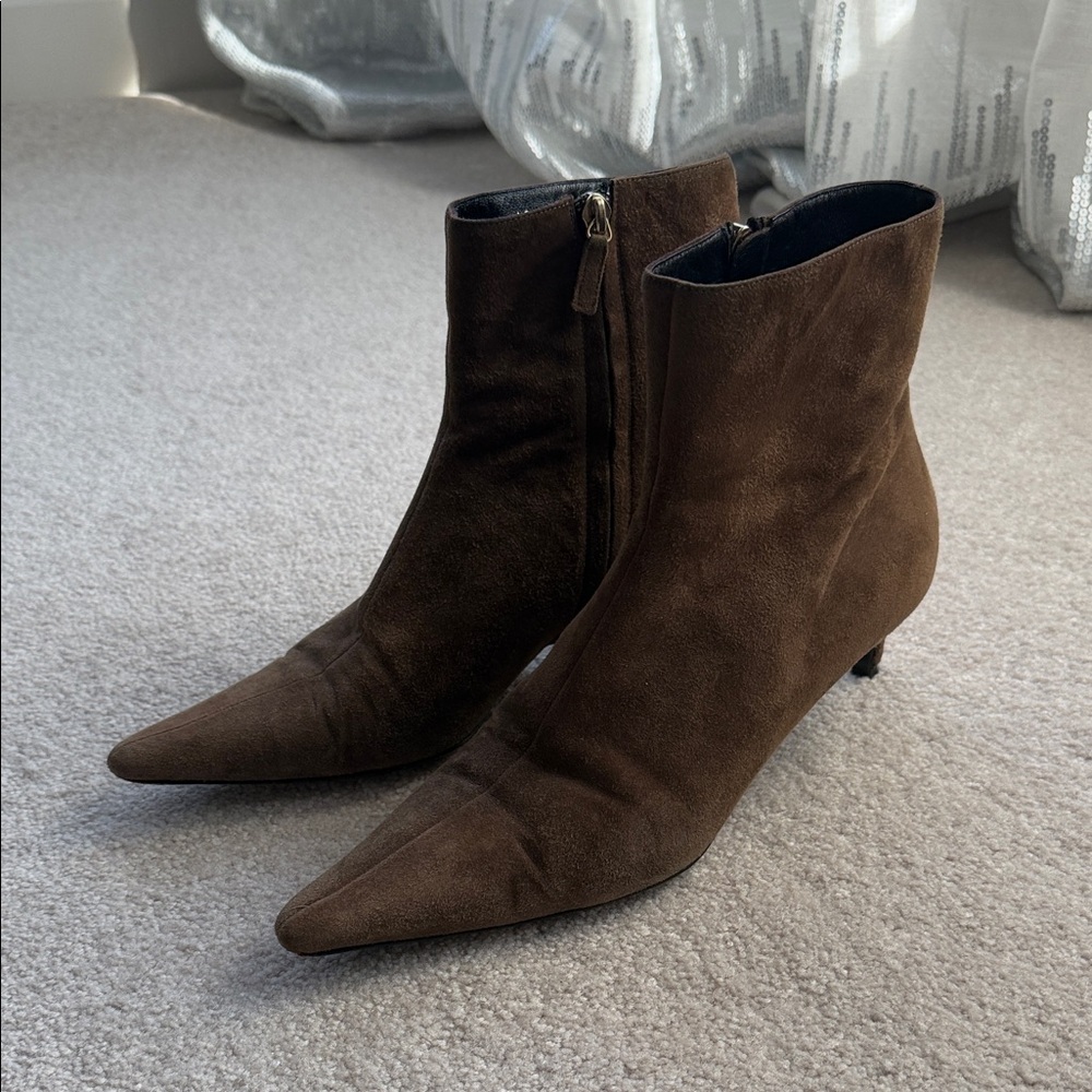 Escada Brown Suede Ankle Booties 39.5